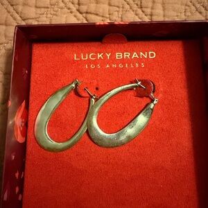 Lucky Brand Gold-Tone Curved Teardrop Hoop Earrings